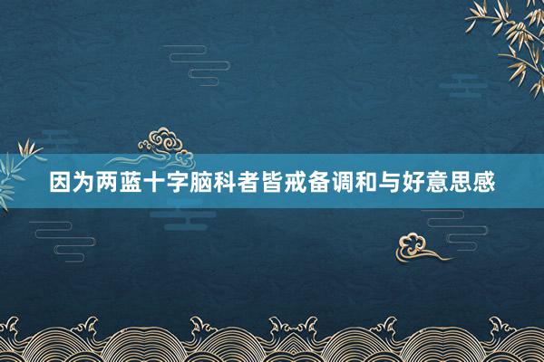 因为两蓝十字脑科者皆戒备调和与好意思感